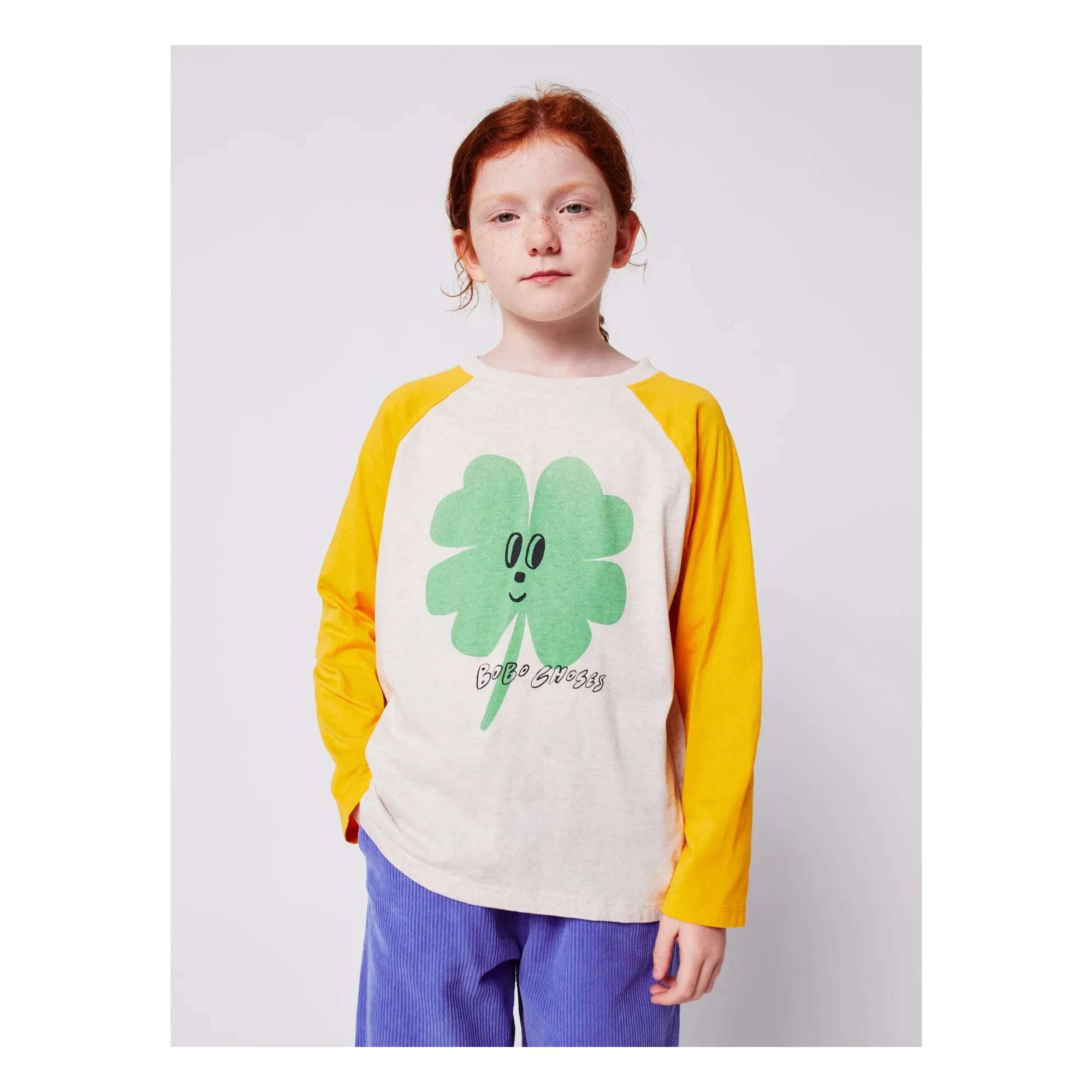Bobo Choses - Color Block Clover Organic Cotton T-Shirt | Yellow