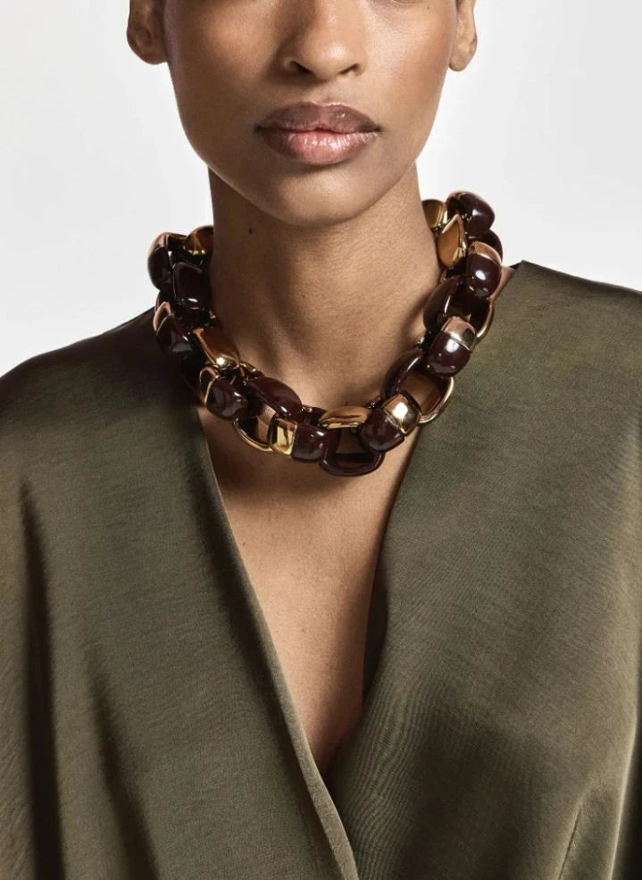 Essentiel Antwerp - Kurve Chain Necklace | Burgundy