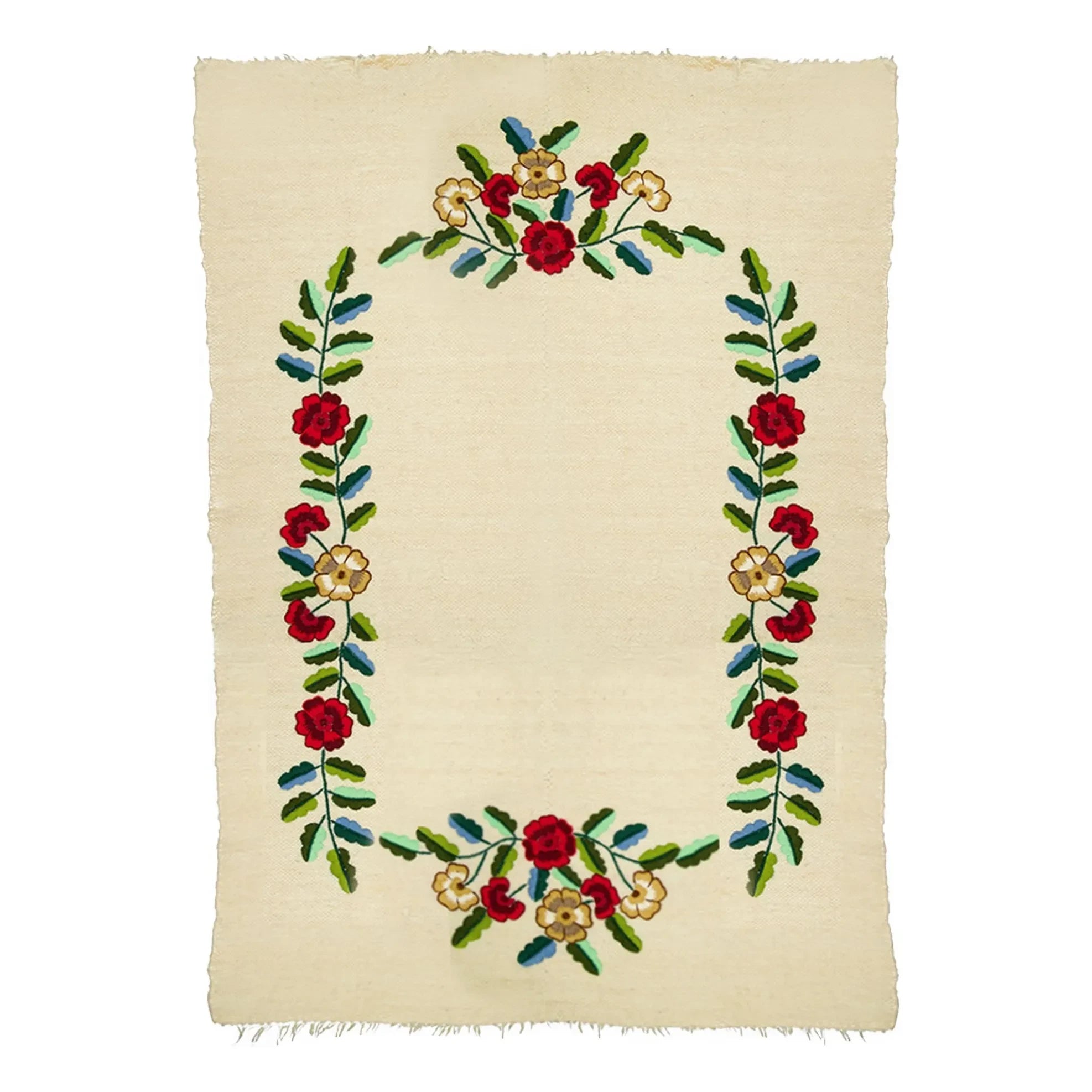 House of Capricorn - Mécia Embroidered Wool Throw | Burgundy