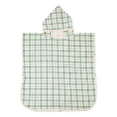 Grech & Co - Organic Cotton Check Bathroom Shower Curtain | Light Green