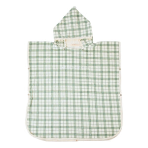 Grech & Co - Organic Cotton Check Bathroom Shower Curtain | Light Green