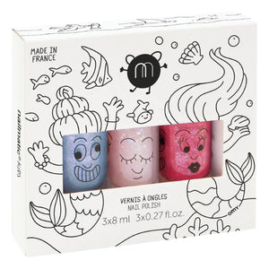 Nailmatic Kids - 3-Piece Mermaid Nail Polish Set - Merlin, Polly, and Sissi