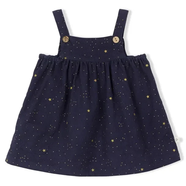 Arsène et Les Pipelettes - Fine-Ribbed Velvet "Etoiles" Dress | Dark Blue