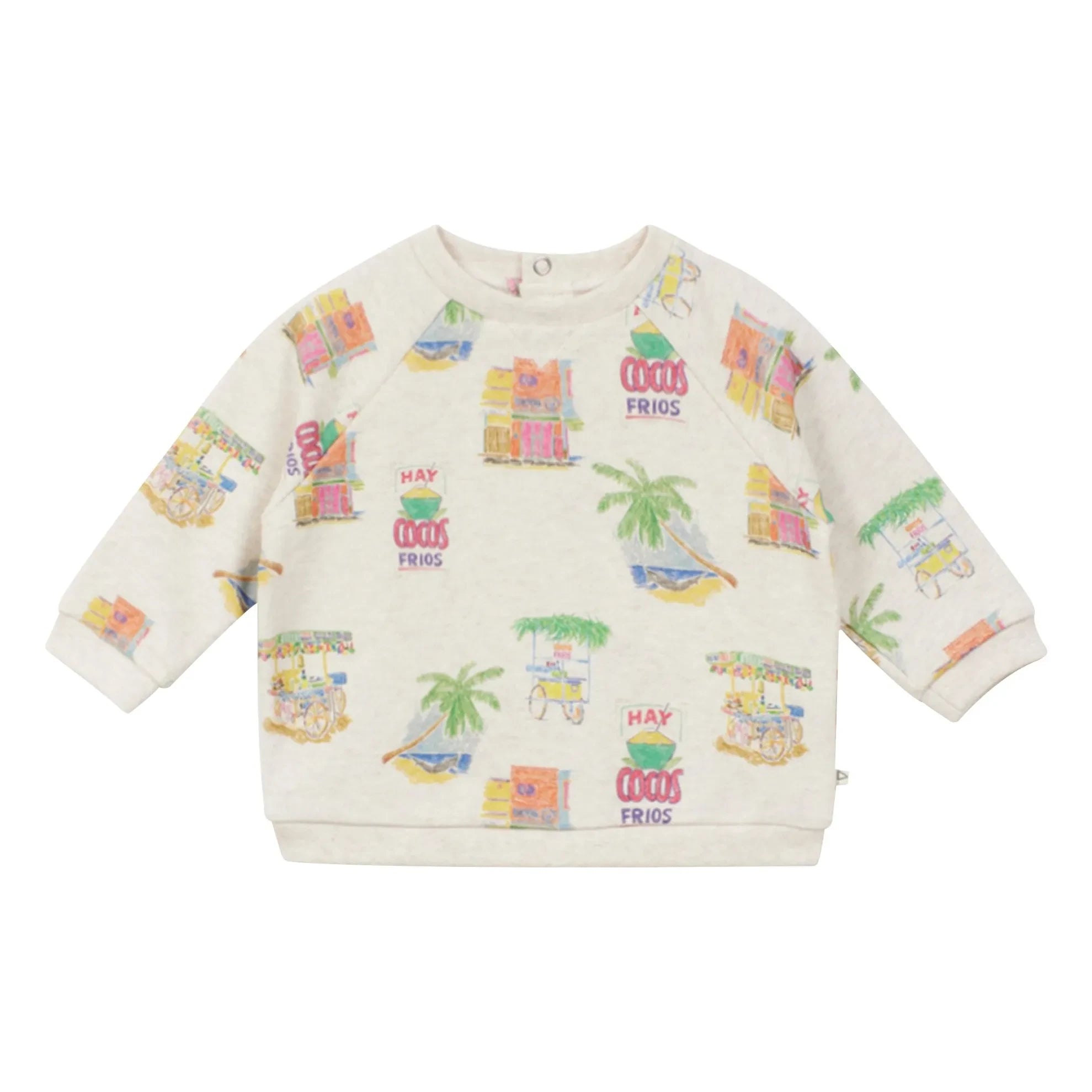 Arsène et Les Pipelettes - Organic Cotton Baby Palm Sweatshirt | Heather Beige