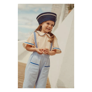 THE LiTTLE POETS - Cesária Striped Organic Cotton Pants | Blue