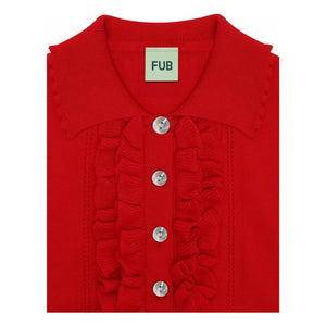 FUB - Volanlı polo tişört Extra Fine Mesh Organik Pamuk | Kırmızı