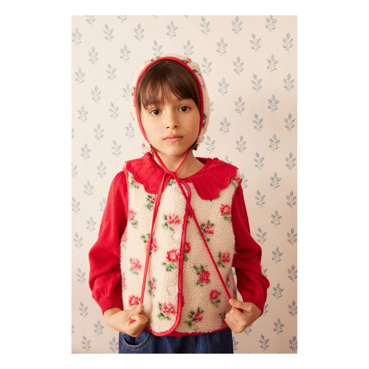 Hello Simone - Mira Fleurs Sherpa-style Sleeveless Jacket | Cream