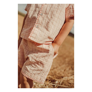 THE LiTTLE POETS - Alvaro Embroidered Shirt Organic Cotton Checkered | Light Pink