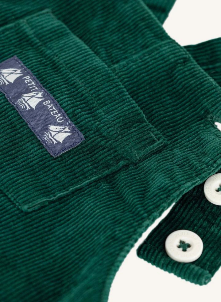 Petit Bateau - Organik Pamuklu Kadife Salopet | Krom yeşili