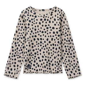 Liewood - Nieve Leopard Organic Cotton Ribbed T-shirt | Oatmeal