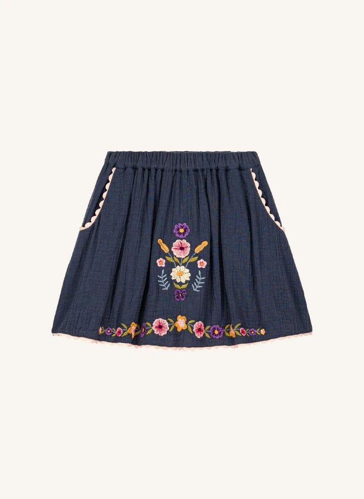 Louise Misha - Pialou embroidered skirt Organic cotton | Blue