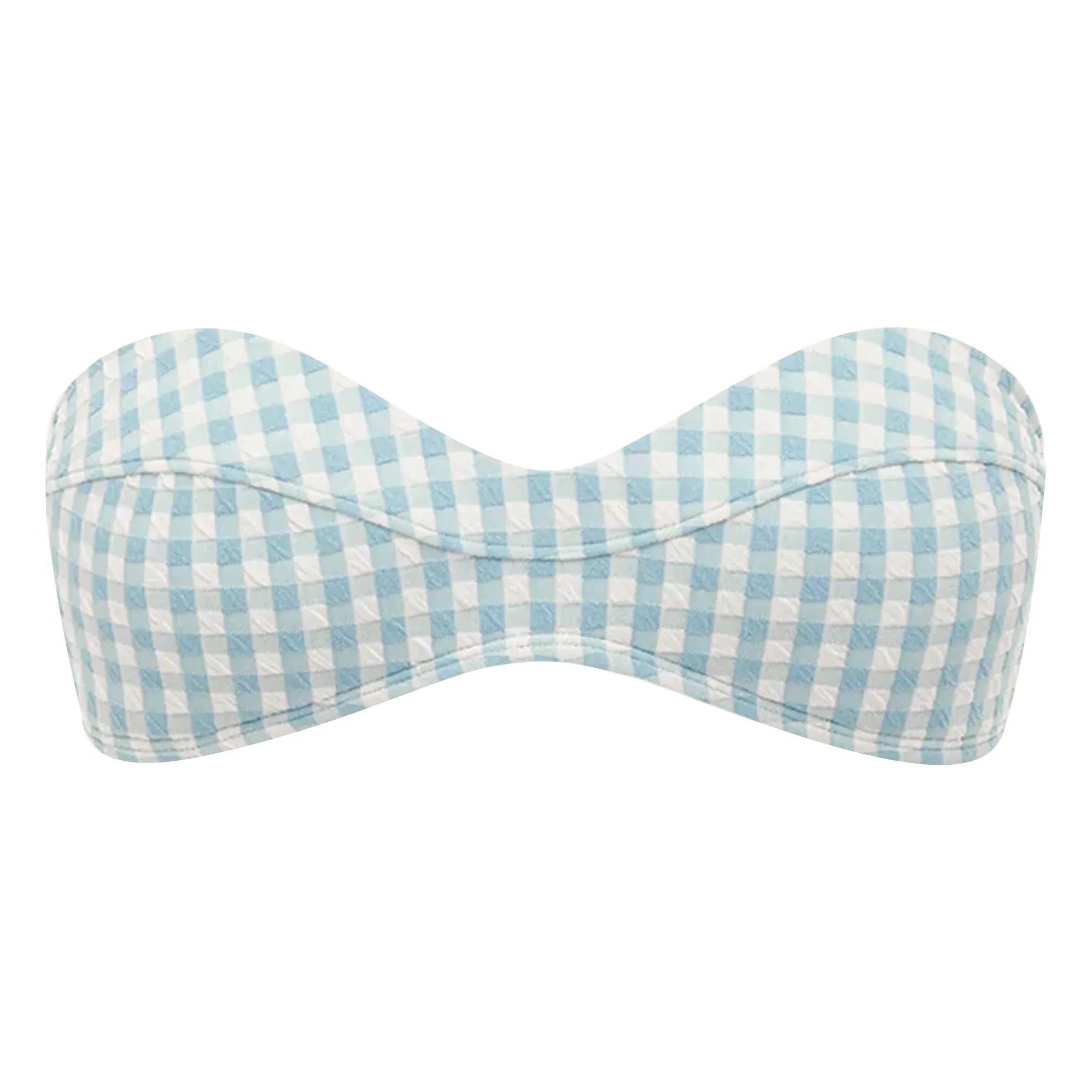 Peony - Vichy Bustier Swimsuit Top | Blue