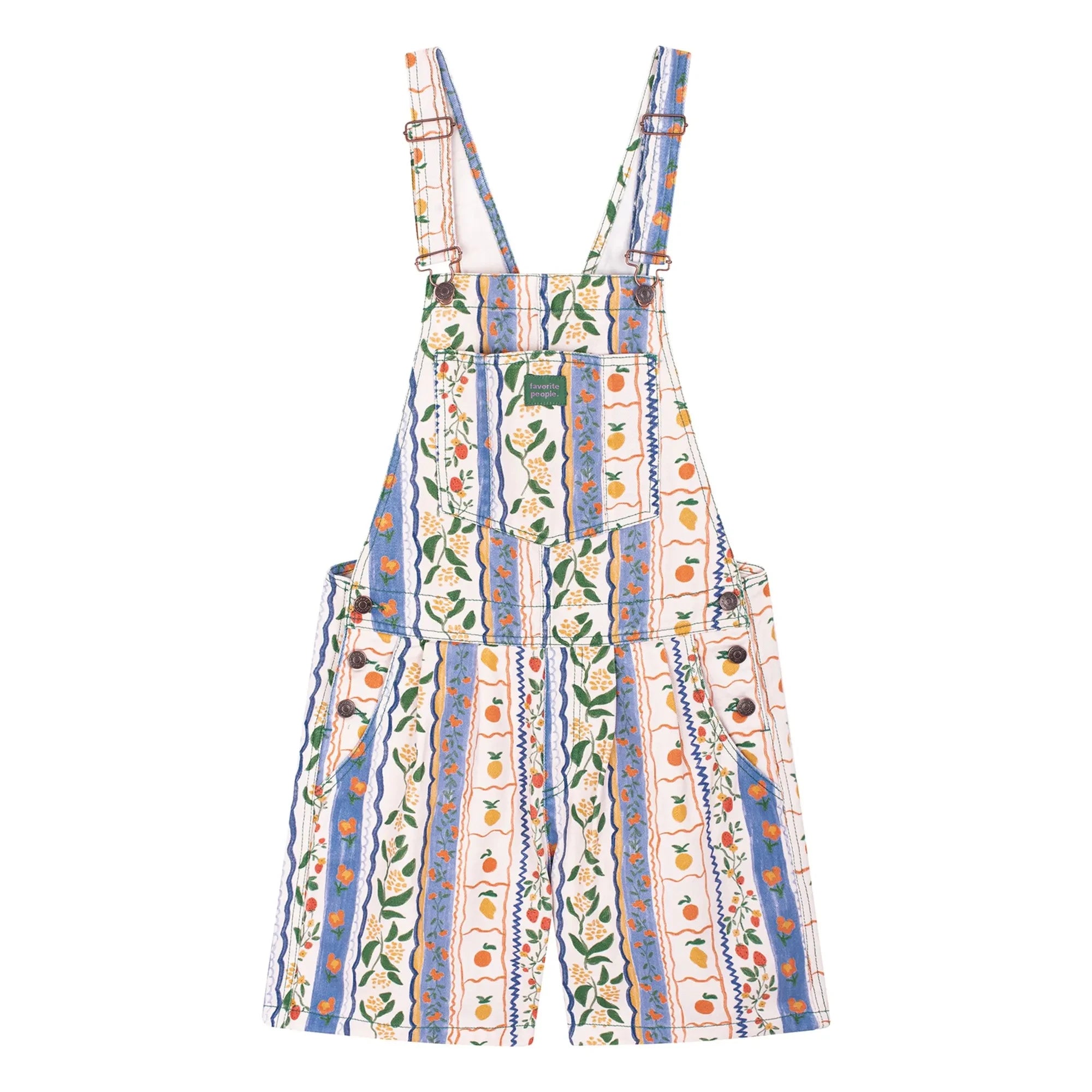 Favorite People - Amalfi Floral Pattern Short Overalls - Women's Collection | Blue