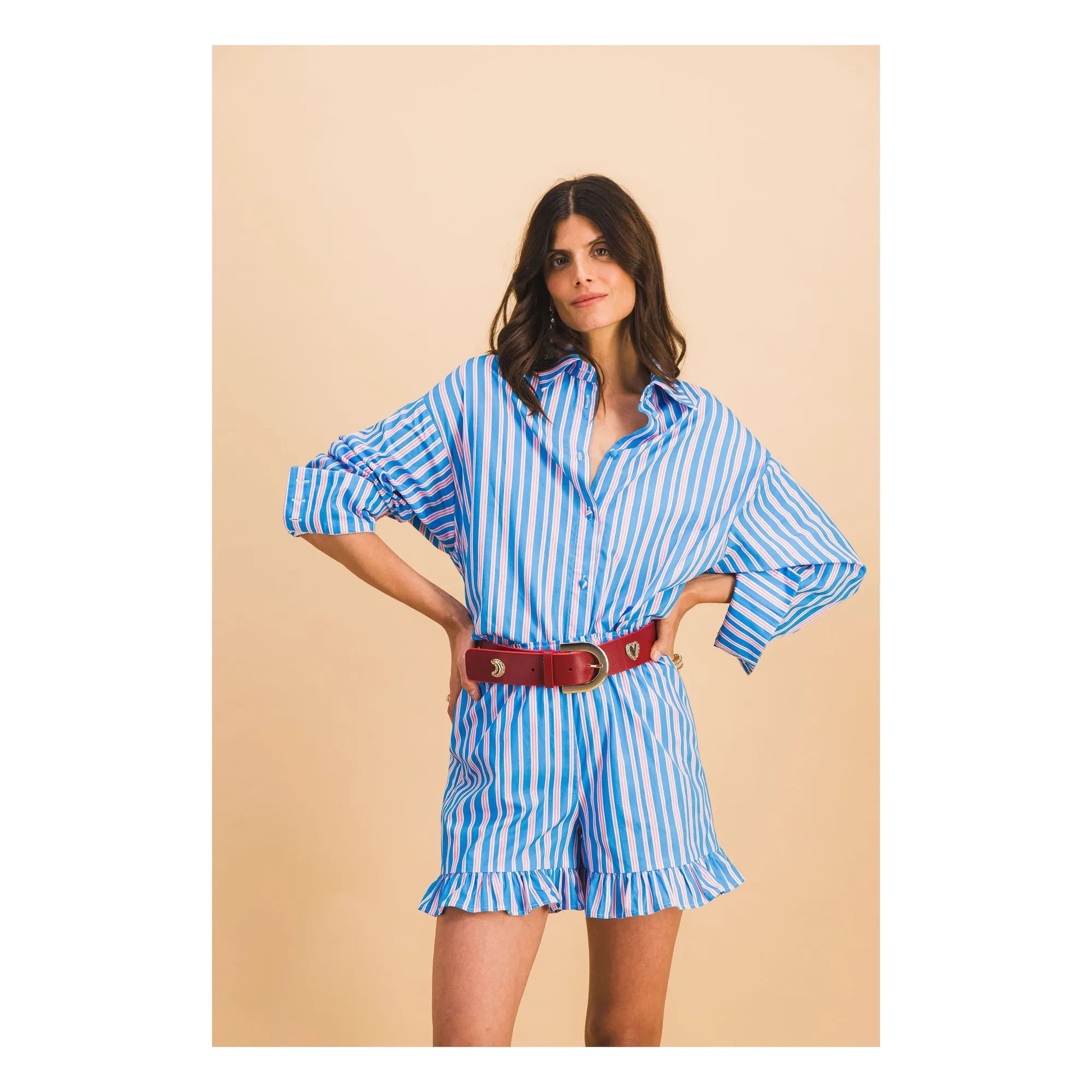 Elise Chalmin - Dario Cotton Striped Shorts | Blue