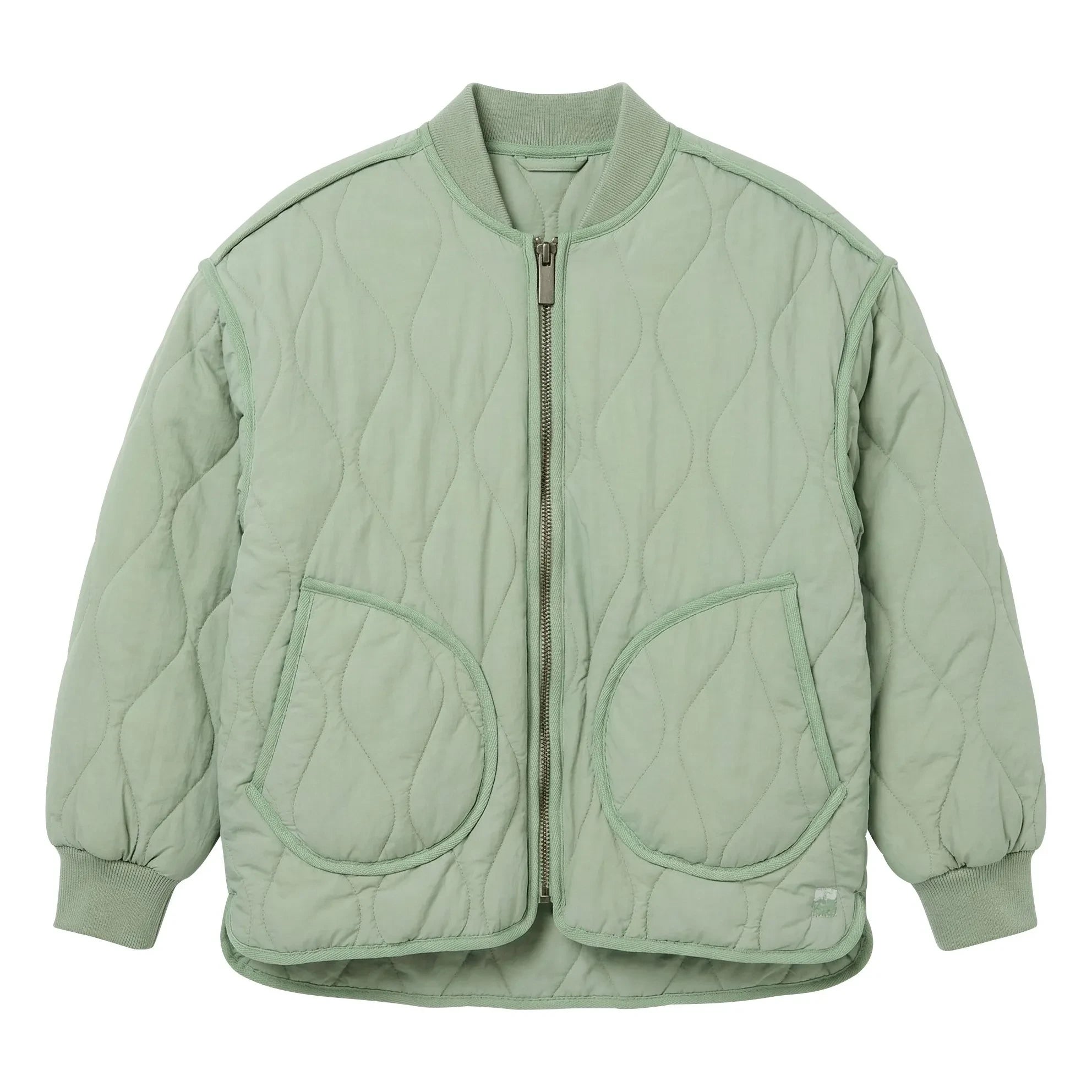 Hundred Pieces - Crumpled Quilted Bomber Jacket | Sage