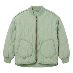 Hundred Pieces - Crumpled Quilted Bomber Jacket | Sage