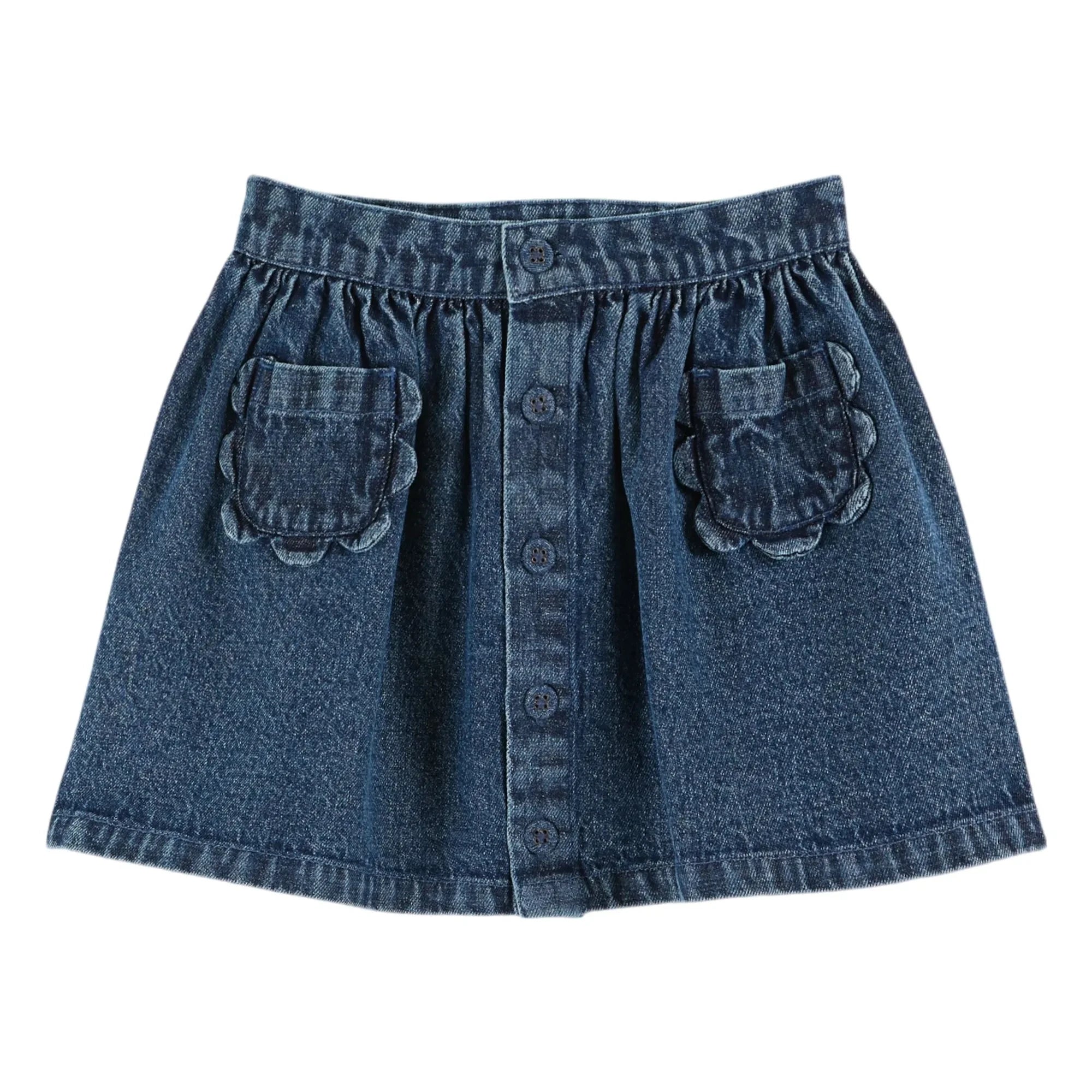 Emile et Ida - Floral Jean Skirt with Pockets | Blue