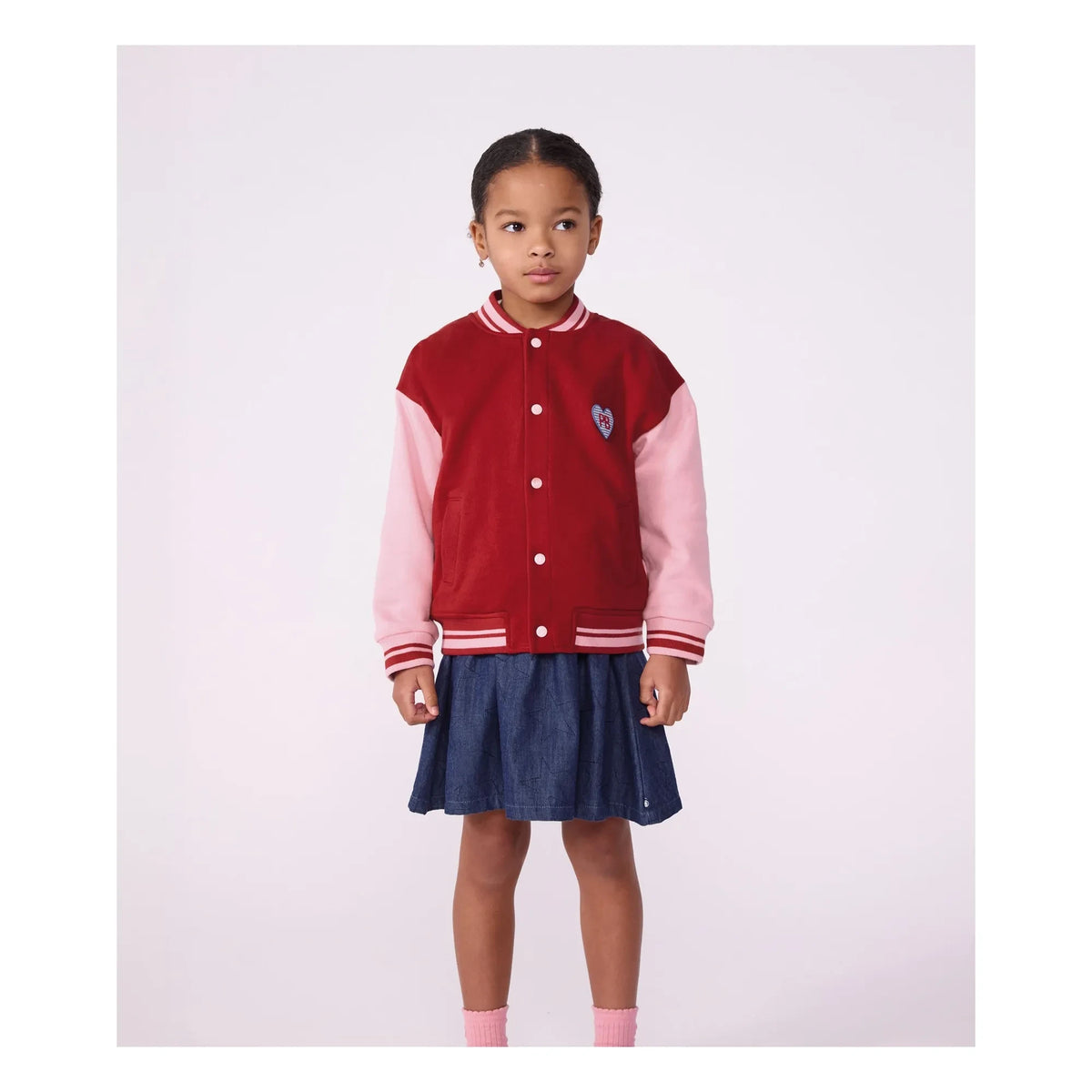 Petit Bateau - Teddy Colorblock PB Organik Pamuk Ceket | Kırmızı