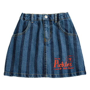 Bobo Choses - Striped Denim Skirt Made of Organic Cotton | Blue