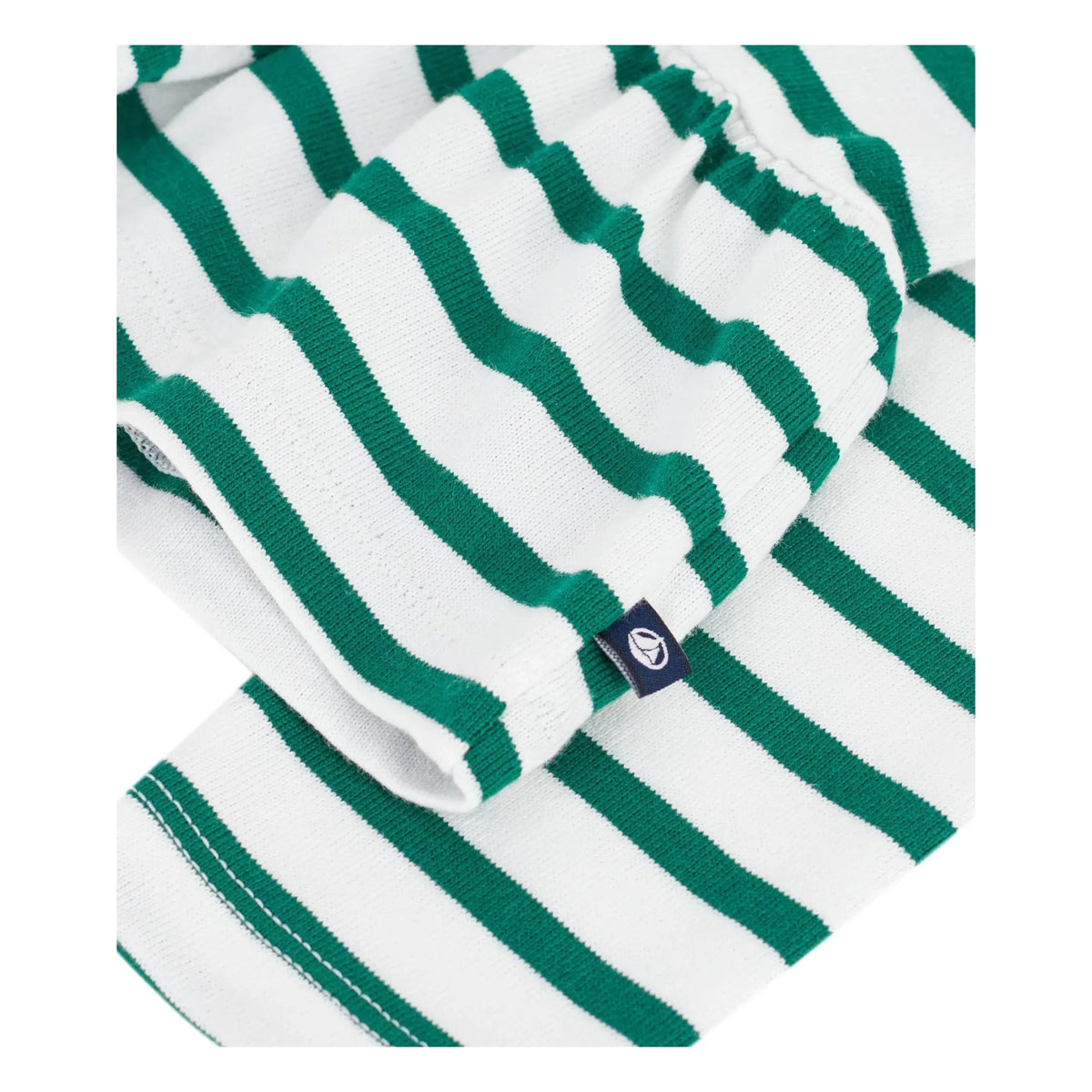 Petit Bateau - Volantlı Marin Çizgili Tişört | Yeşil