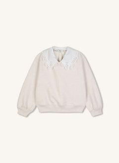 Chloé - Nakışlı Organik Pamuklu Melanj Sweatshirt | Ekru
