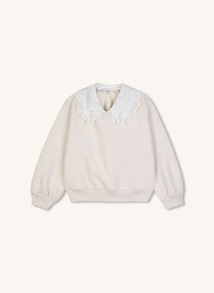 Chloé - Nakışlı Organik Pamuklu Melanj Sweatshirt | Ekru