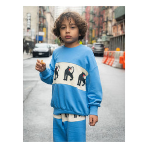 Mini Rodini - Panther organik pamuklu sweatshirt | Azure mavi