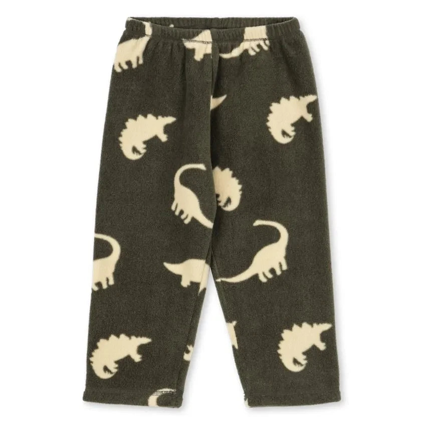 Konges Sløjd - Tavi Dinosaurs Recycled Fiber Fleece Pants | Khaki