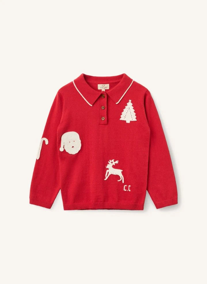 Copenhagen Colors - Polo T-shirt with Knit Patches | Red