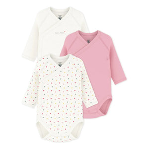 Petit Bateau - 3'lü Mon Trésor Organik Pamuk Çapraz Tulum Seti | Beyaz