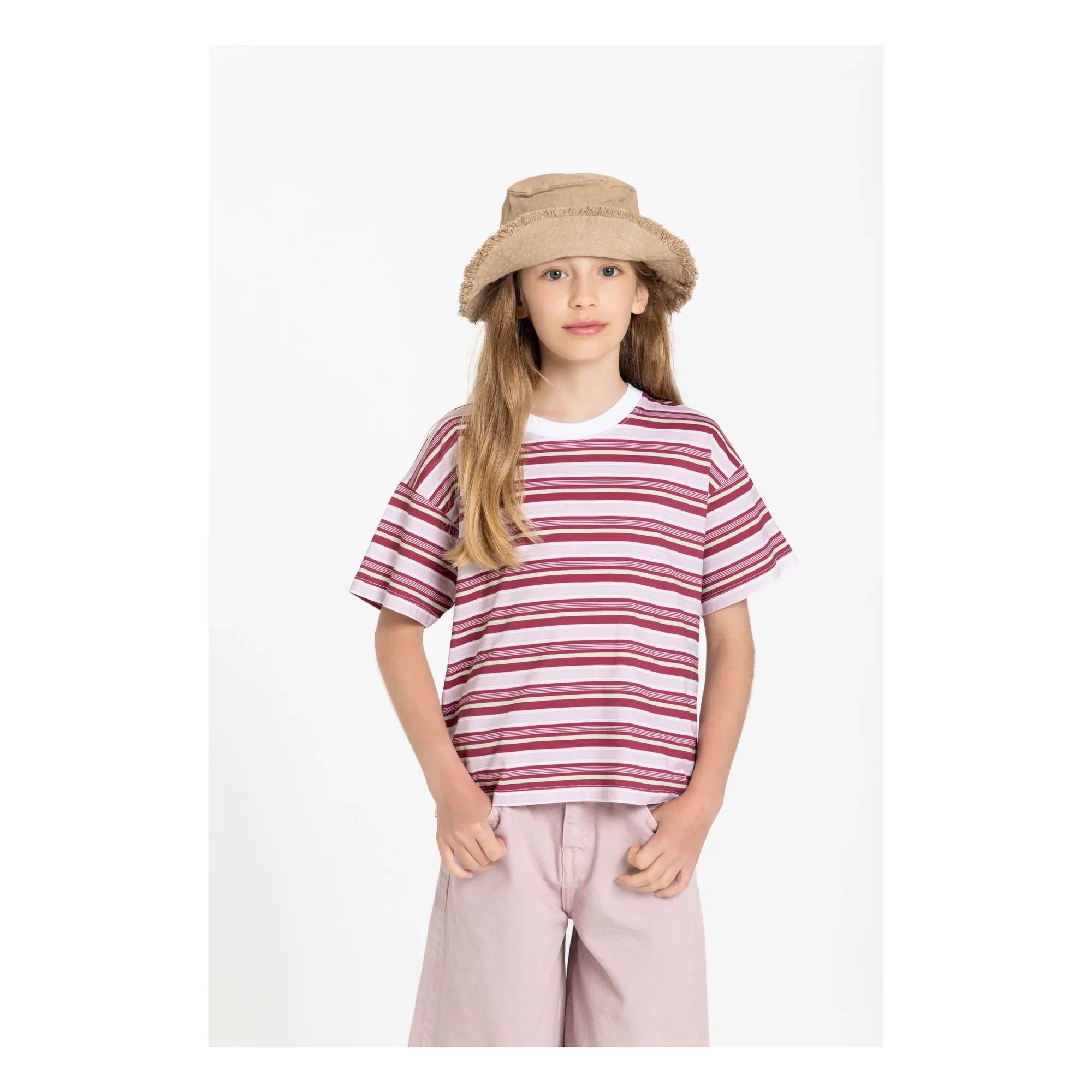 Smallable Kid - Liv striped organic cotton T-shirt | Cherry red