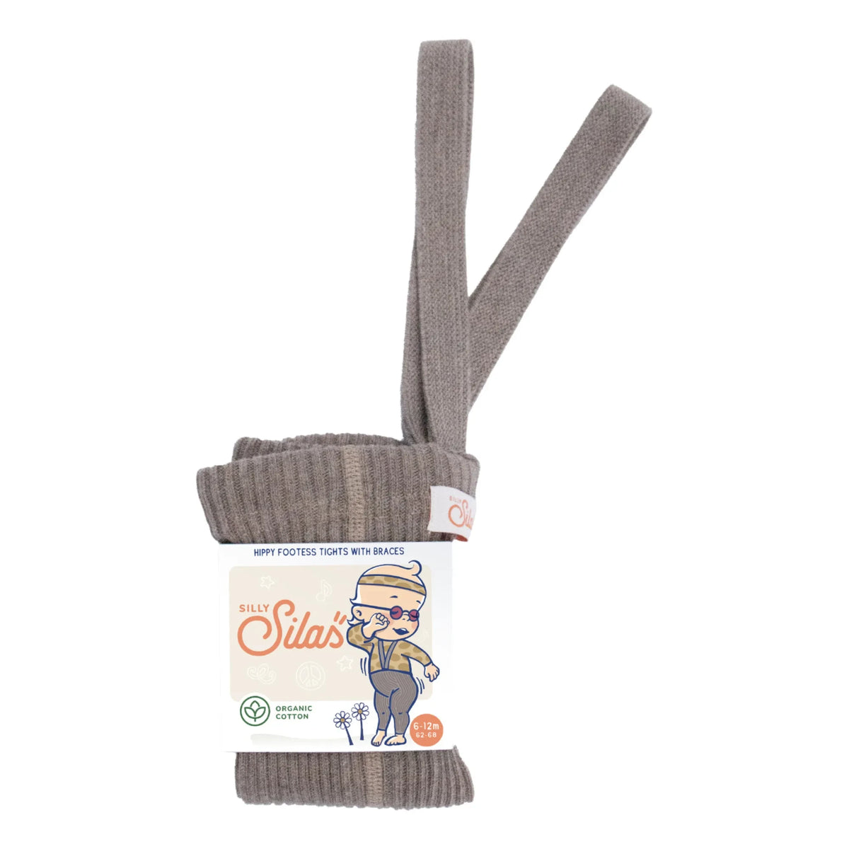 Silly Silas - Tie-free Organic Cotton Hippy Suspender Leggings | Light Brown