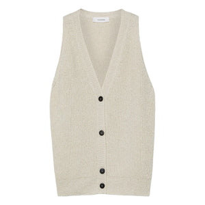 Pomandère - Knitted cardigan in cotton and linen | Cream