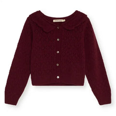 the new society - Luma Pointelle Cardigan | Burgundy