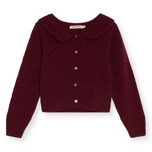 the new society - Luma Pointelle Cardigan | Burgundy