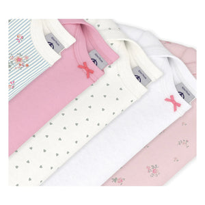 Petit Bateau - Set of 5 Floral Bodysuits | Pink