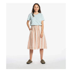 Matona - Striped Linen Midi Skirt | Off-White