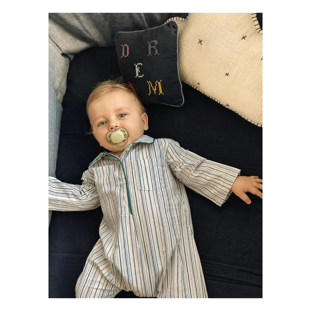 Editions Aimable - Balthazar romper | Azure Striped Poplin