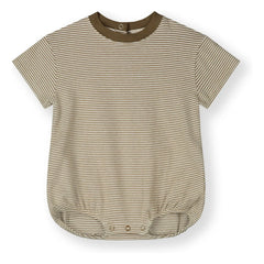 Gray Label - Organic Cotton Striped Romper | Khaki Brown