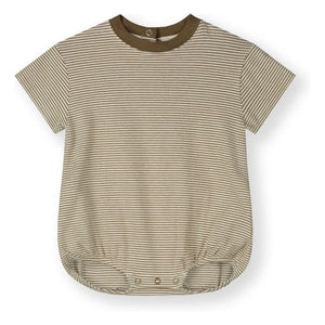 Gray Label - Organic Cotton Striped Romper | Khaki Brown