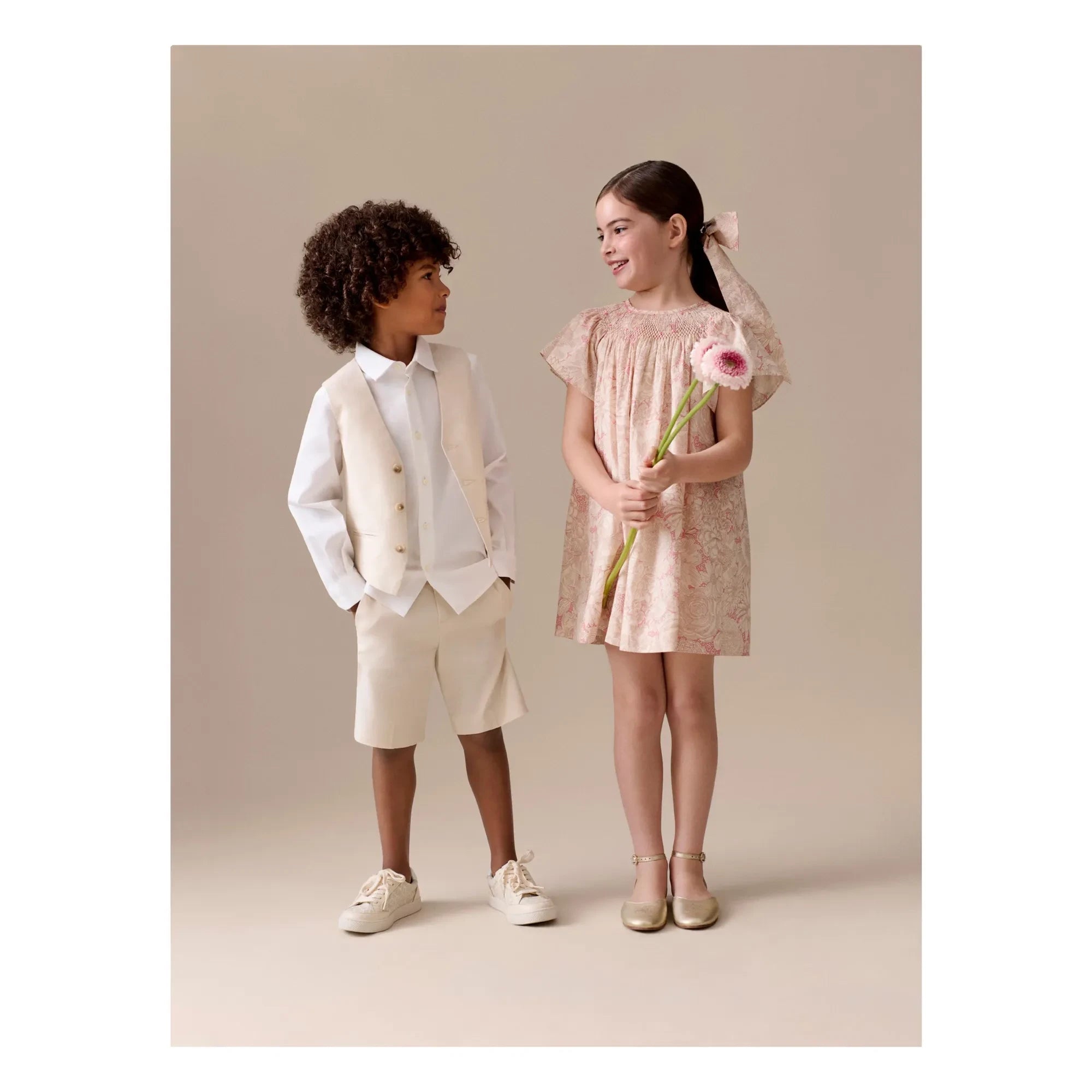 Bonpoint - Arlène Fleurie Organic Cotton Gathered Dress | Pale Pink