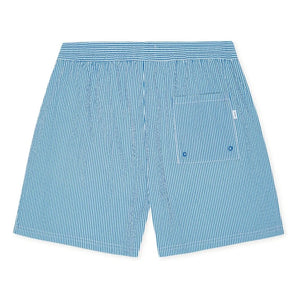 Les Deux - Stan Seersucker Striped Swim Shorts | Blue