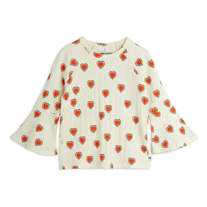 Mini Rodini - Organic Cotton Hearts T-Shirt | Ecru