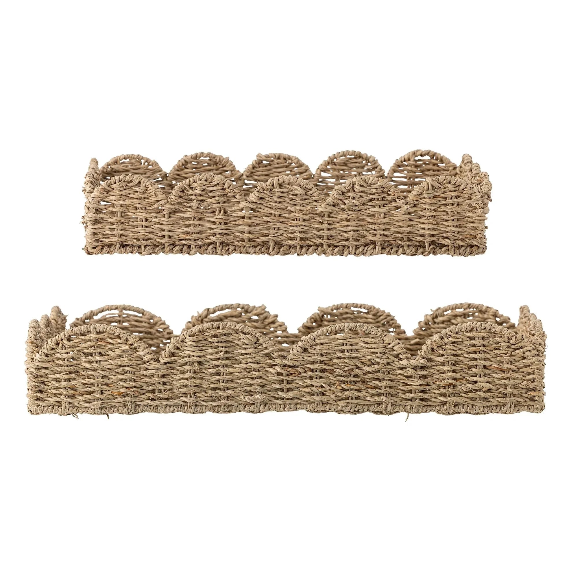 Bloomingville - Brea wicker tray - Set of 2 | Brown