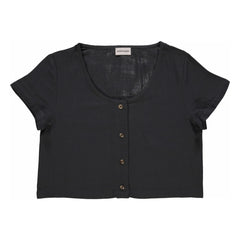 Poudre Organic - Freesia Double Layer Cotton Gauze Blouse - Women's Collection | Black