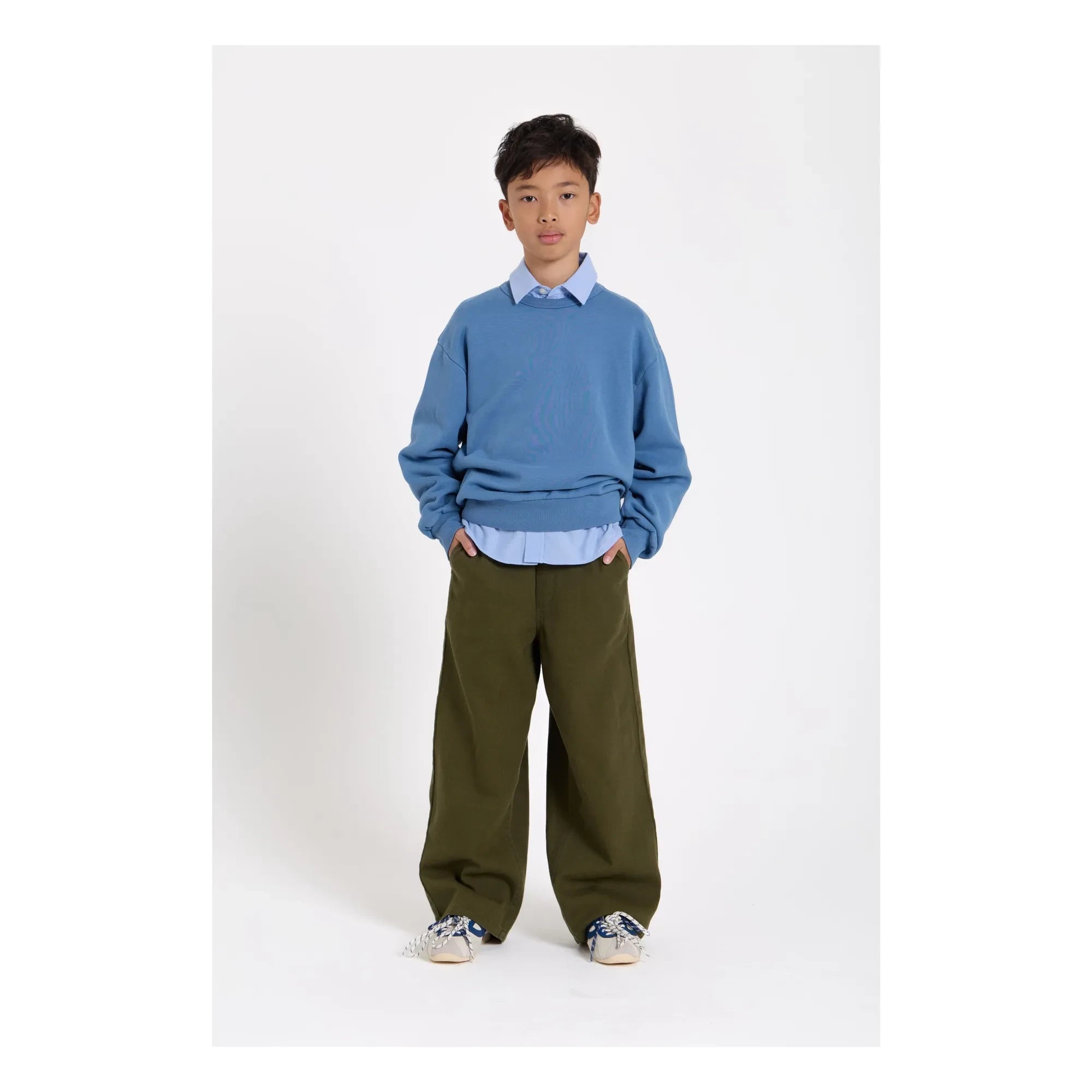 Smallable Kid - Burt Twill Wide Leg Trousers | Khaki
