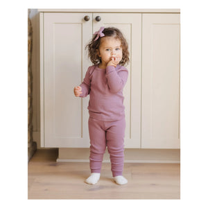 Quincy Mae - Waffle Organic Cotton T-Shirt and Jogger Set | Magenta