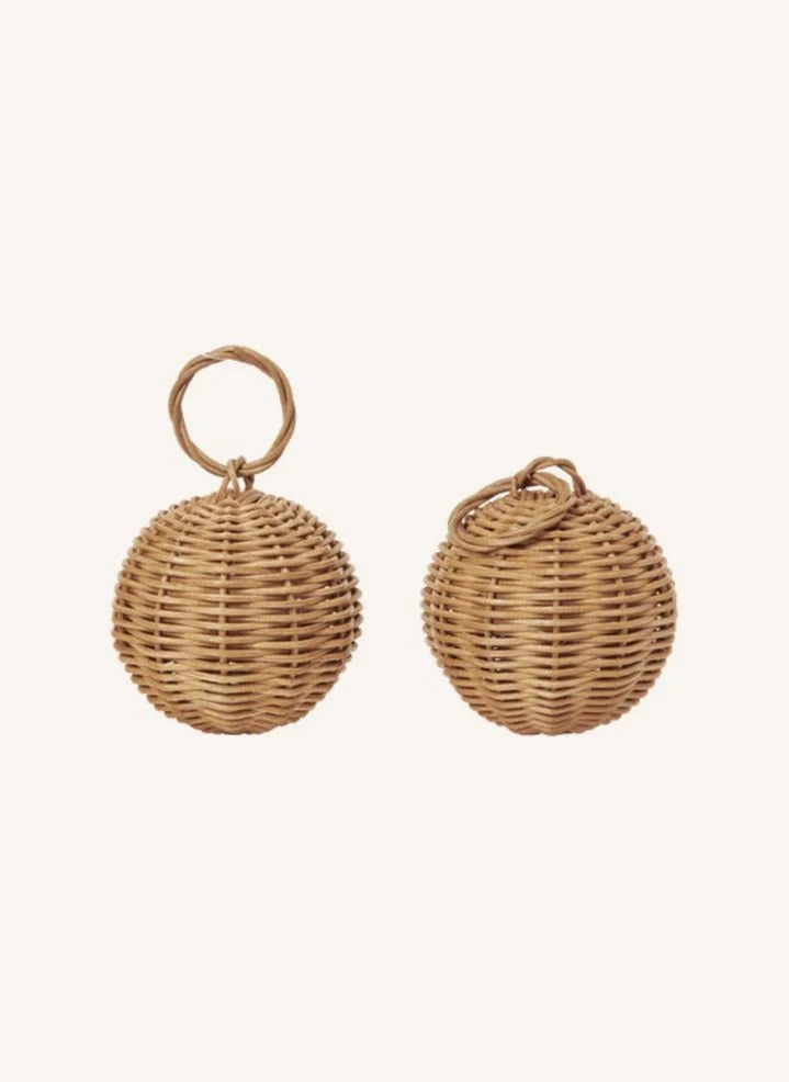 Ferm Living - Woven rattan Christmas ornaments - set of 2