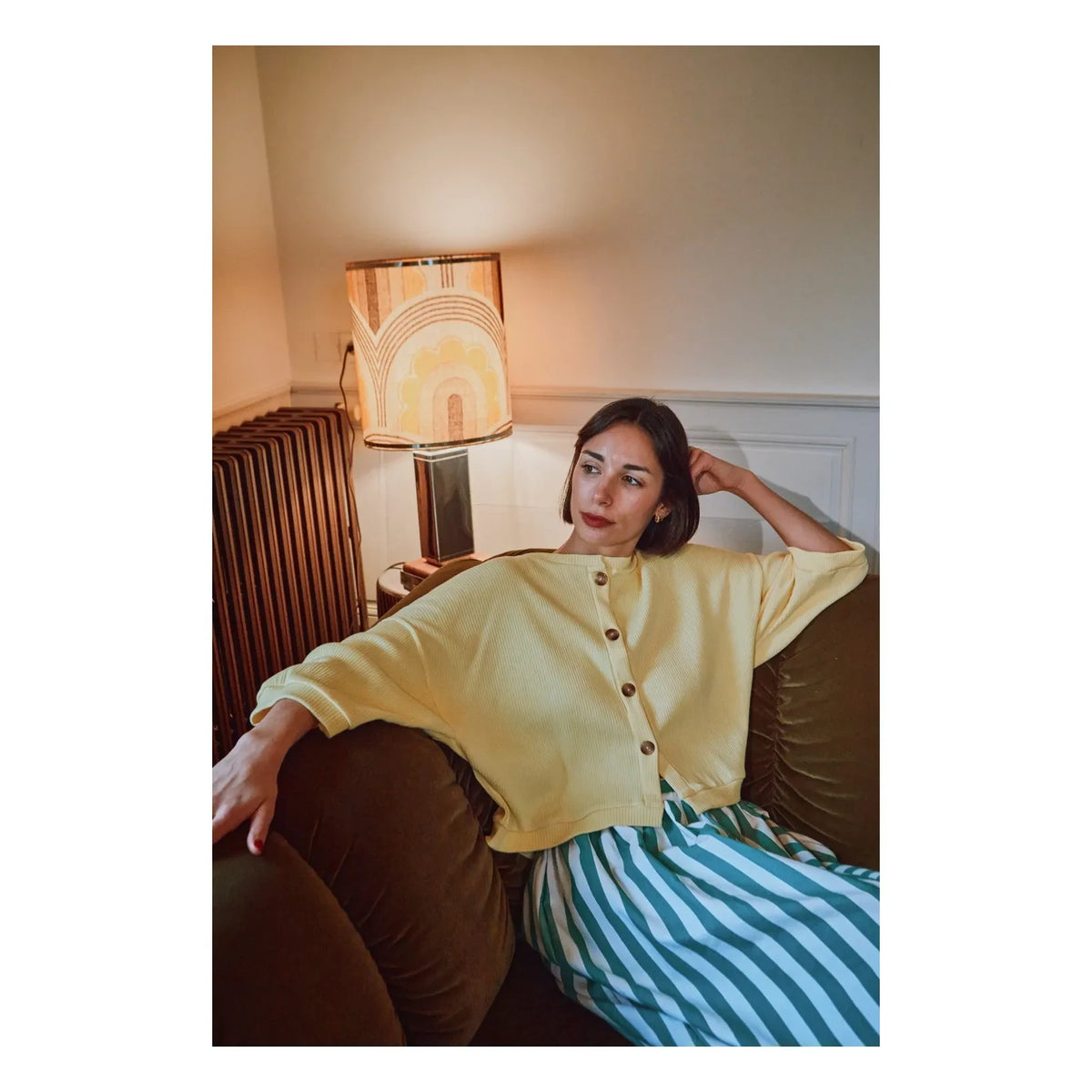 Poudre Organic - Zaatar Ribbed Cardigan | Yellow