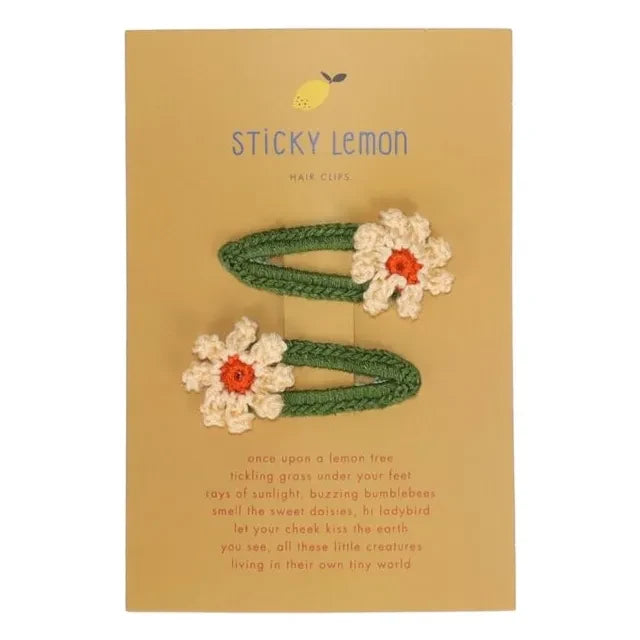 Sticky Lemon - Set of 2 Daisy Hair Clips | Yellow